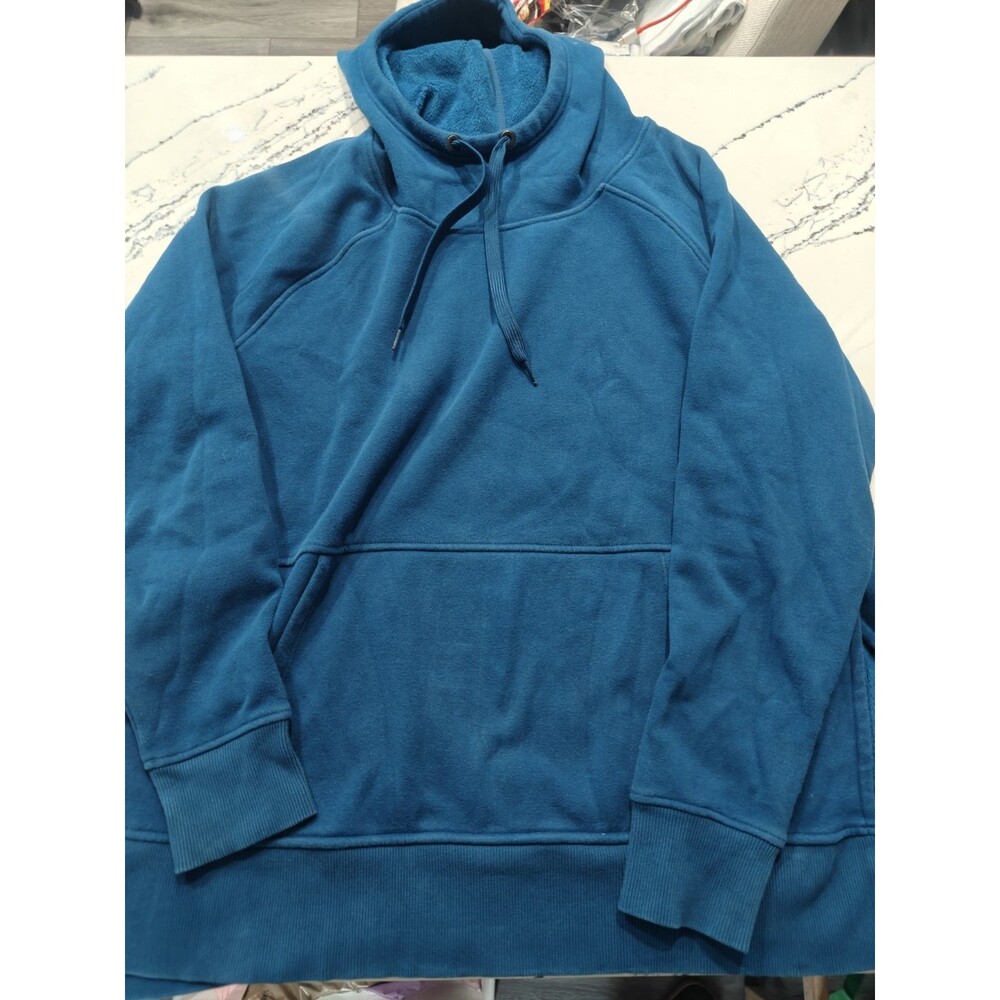 Athleta Women's Blue Fleece Lined Hoodie Large Kangaroo Pocket Cozy